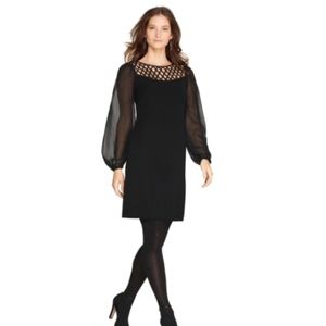 WHITE HOUSE BLACK MARKET Lattice Black Shift Dress